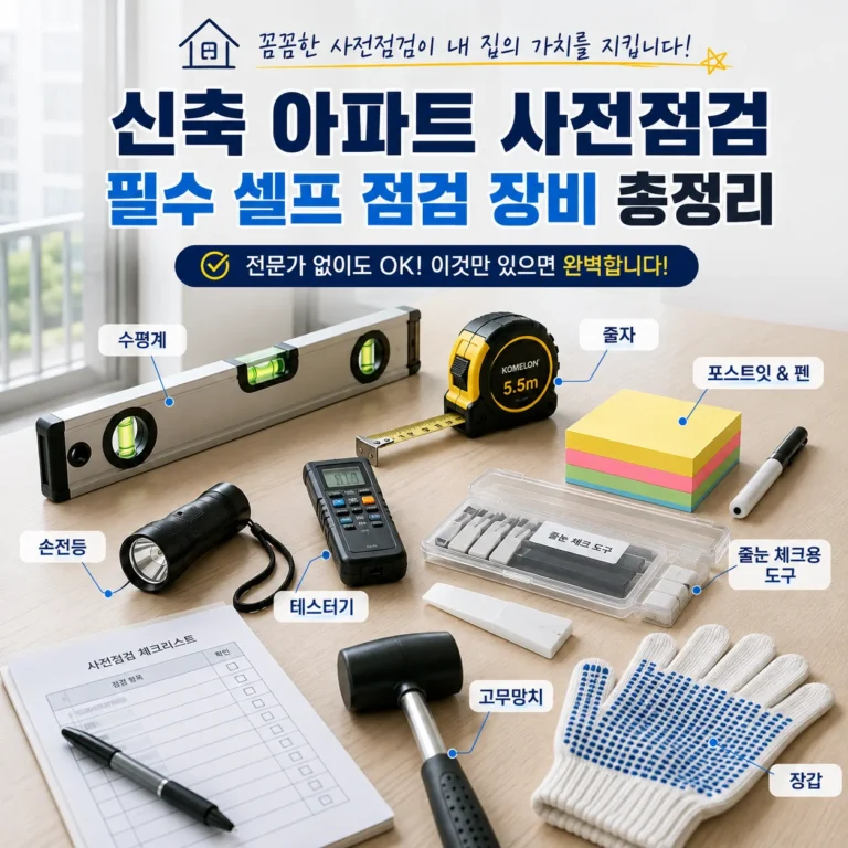 신축 아파트 사전점검 하자 접수용 셀프 점검 장비 및 도구