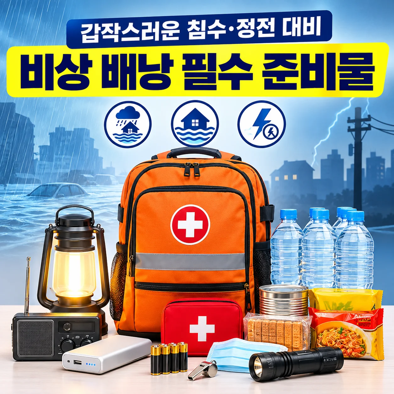 갑작스러운 침수 및 정전에 대비하는 가정용 비상 생존 배낭 준비물 총정리